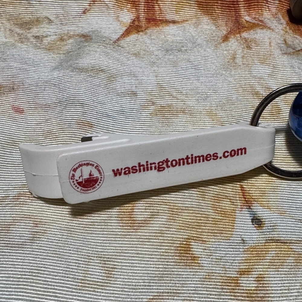 Washington Times White Bottle Opener Keychain - Picture 3 of 3